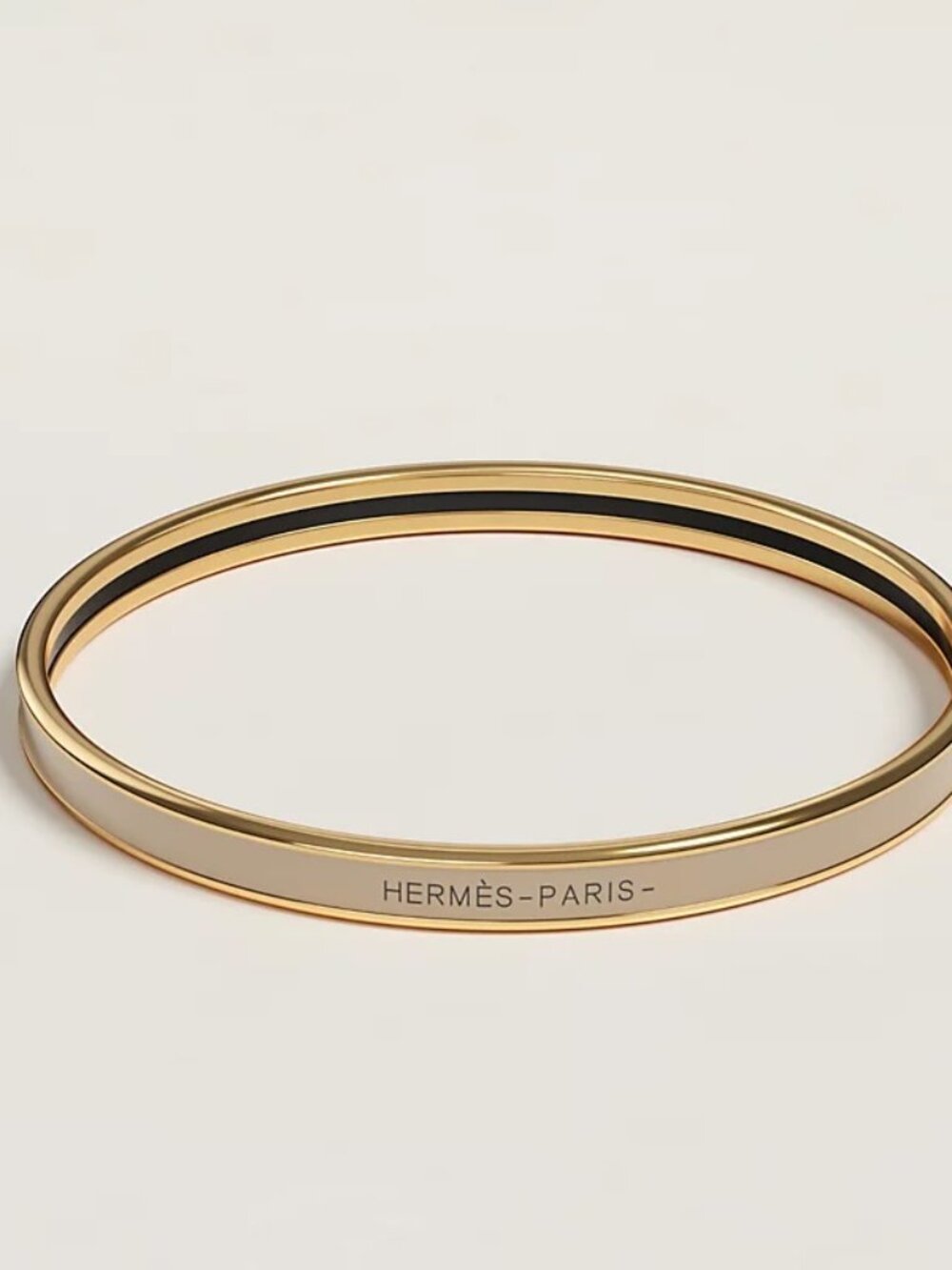 Hermes Uni Bangle in Yellow Gold & Marron Glacé (Size 65)